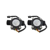 1/2" Water Flow Sensor Food-Grade Switch Hall Effect Flowmeter Fluid Meter Counter 1-30L/min (Pack of 2)