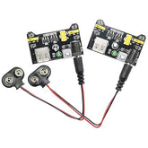 MB102 Breadboard Power Supply Module and 9v Battery Clip with 2.1mm X 5.5mm Male DC Plug Assortment Kit for Arduino - (Pack of 2)