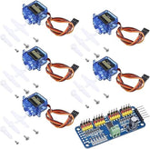 SG90 Micro Servo Motor with PCA9685 16 Channel Servo Motor Driver(Soldered) Combo (5 SG90 Motors + 1 PCA9685 Board)
