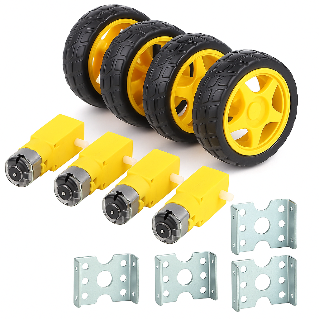 4× BO Dual Shaft 100RPM Motor + Tracked Wheel + Clamp Kit