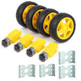 4× BO Dual Shaft 100RPM Motor + Tracked Wheel + Clamp Kit