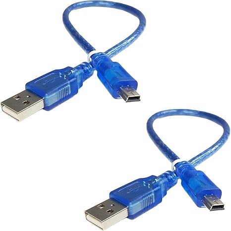 USB 2.0 A to USB 2.0 Mini B Cable for Arduino Nano, 30cm (Pack of 2)