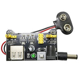 MB102 Breadboard Power Supply Module and 9v Battery Clip with 2.1mm X 5.5mm Male DC Plug Assortment Kit for Arduino - (Pack of 2)