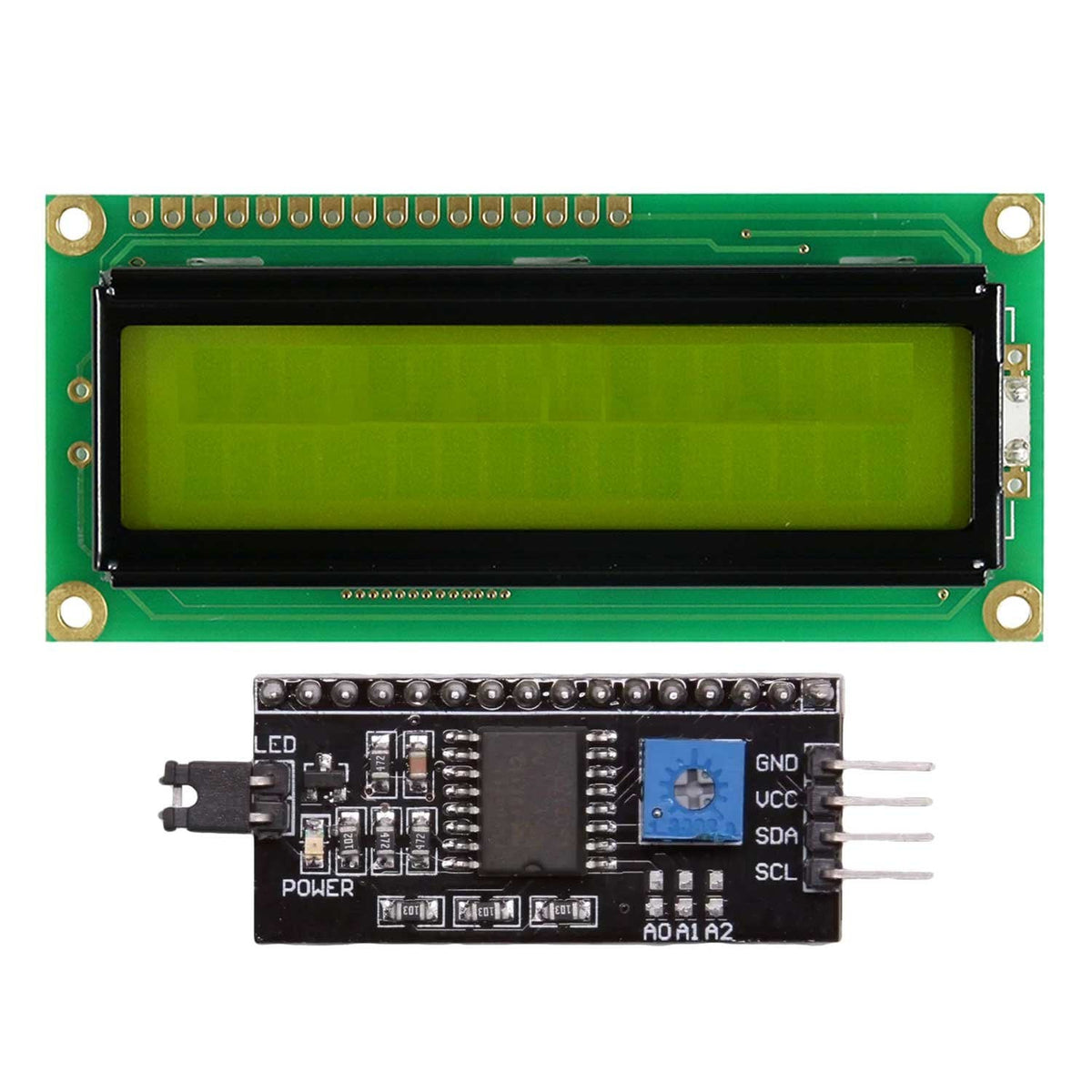 (16x2) Green LCD Display with I2C/IIC interface