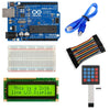 Arduino Uno Kit With Pack Of LCD,USB,Cable, Keypad, 20 Male To Male,400 points breadboard Connector For DIY Robotic Projects