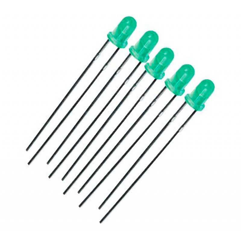 Green LED - 3mm Diffused - 5 Pieces Pack