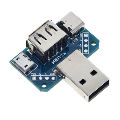 4-in-1 USB Adapter Board Male To Female Micro USB and Type-C Interface 4P 2.54mm