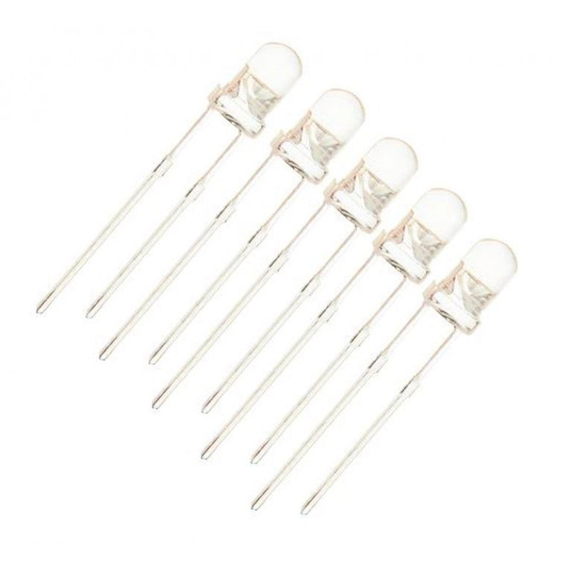 White LED - 3mm - Clear - 5 Pieces Pack